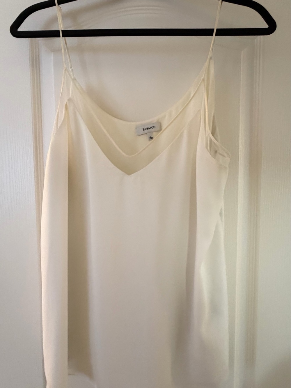 Babaton Ivory Double V-Neck Spaghetti Strap Cami